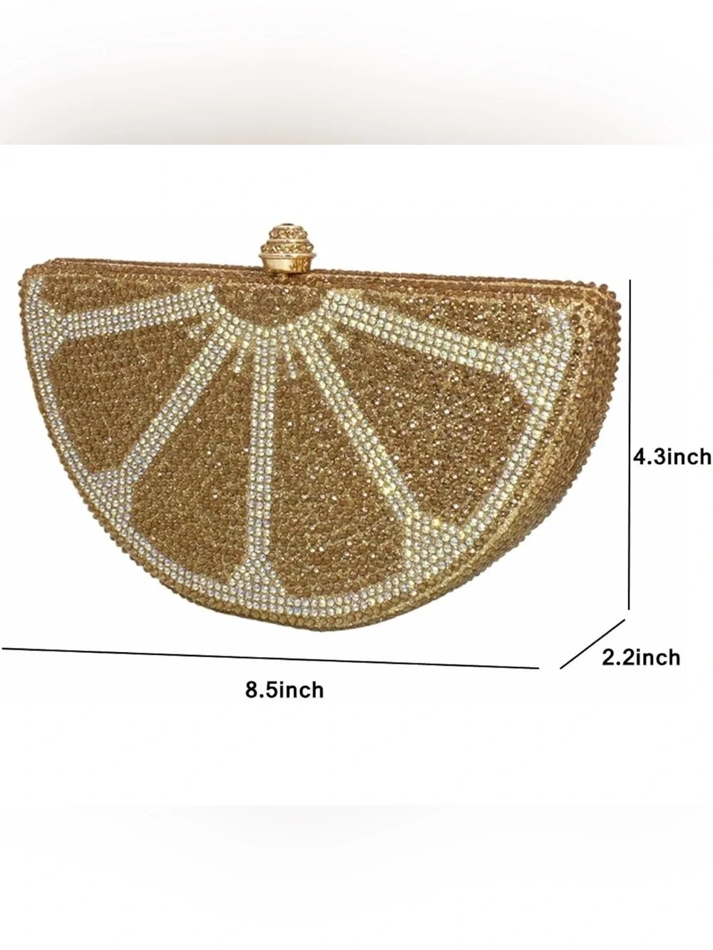 Gold Crystal Lemon Slice Evening Clutch